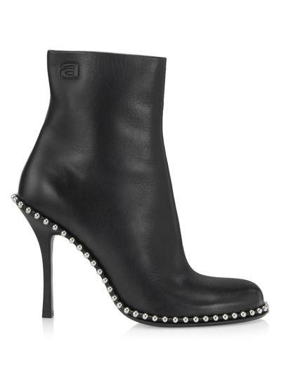 ALEXANDER WANG WOMEN'S NOVA 105MM BEAD-ADORNED LEATHER ANKLE BOOTS