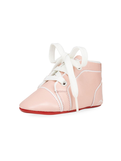 Christian Louboutin Baby Funnytopi Leather Trainers In Light Pink