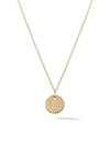 David Yurman Women's Initial Charm Necklace In 18k Yellow Gold With Pavé Diamonds In Initial E