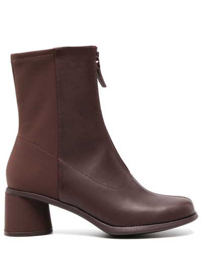 Camper Kiara 60mm Leather Ankle Boots In Burgundy