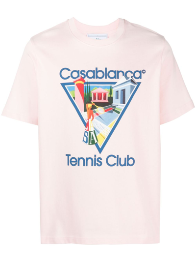Casablanca Organic Cotton Graphic Print T-shirt In Pink,multicolor