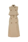 BURBERRY BURBERRY WOMAN CAPPUCCINO COTTON BLEND TRENCH DRESS