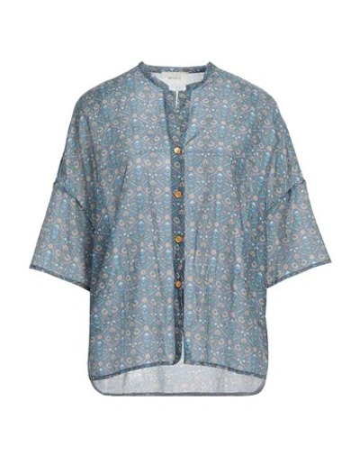 Vicolo Woman Shirt Pastel Blue Size Onesize Cotton, Silk