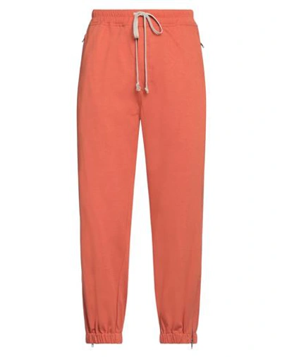 Rick Owens Man Pants Brick Red Size 36 Viscose, Acetate In Orange