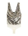 Elisabetta Franchi Woman Bodysuit Gold Size 6 Polyamide, Elastane, Plastic In Gold