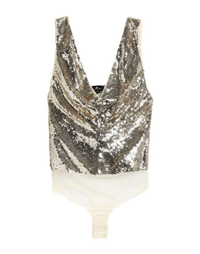 Elisabetta Franchi Woman Bodysuit Gold Size 6 Polyamide, Elastane, Plastic