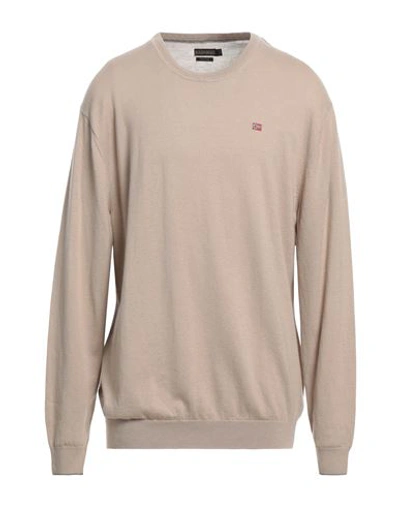 Napapijri Man Sweater Beige Size 3xl Wool In Beige