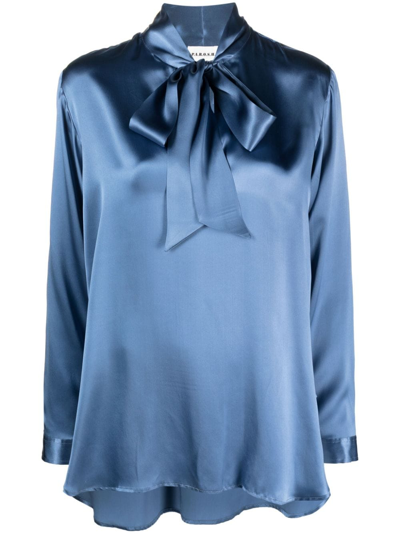 P.a.r.o.s.h Stella Gathered Tie-neck Silk Blouse In Blue