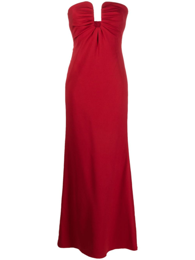 Roland Mouret Draped-detail Strapless Maxi Dress In Red
