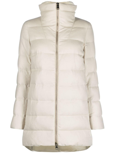 Herno Padded Zip-fastening Coat In Neutrals