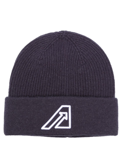 Autry Logo-embroidered Ribbed-knit Beanie In Blue
