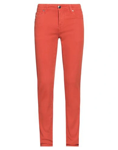 Tramarossa Man Pants Orange Size 34 Cotton, Elastane In Red