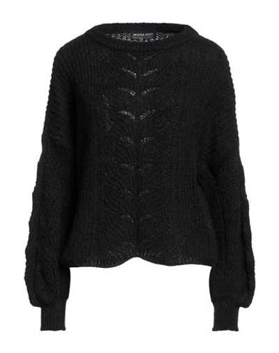 Vanessa Scott Woman Sweater Black Size Onesize Acrylic, Nylon, Mohair Wool, Wool In Black