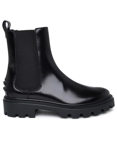 Tod's Chelsea Leather Ankle Boots In Black