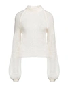 Erika Cavallini Woman Turtleneck Ivory Size Xl Alpaca Wool, Mohair Wool, Polyamide, Elastane In White