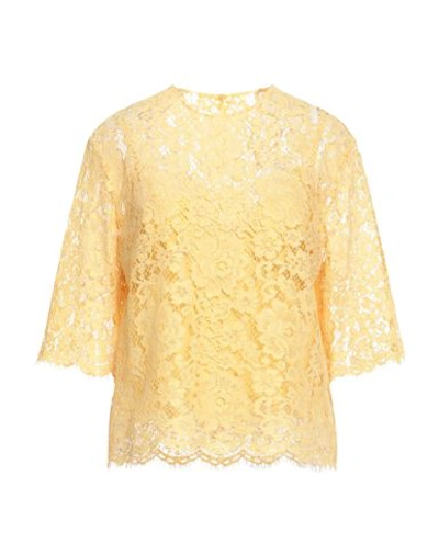 Dolce & Gabbana Woman Top Ocher Size 6 Cotton, Viscose, Polyamide In Yellow