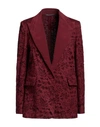 Max Mara Studio Woman Blazer Burgundy Size 12 Cotton, Polyamide, Silk In Red