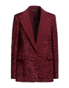 Max Mara Studio Woman Blazer Burgundy Size 8 Cotton, Polyamide, Silk In Red