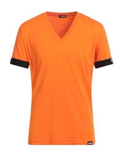 Dsquared2 Man Undershirt Orange Size Xl Cotton, Elastane In Orange