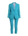 Merci .., Woman Suit Jacket Turquoise Size 10 Polyester, Viscose, Elastane In Blue