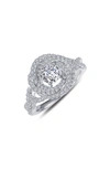 Lafonn Platinum Plated Sterling Silver Simulated Diamond Swirl Ring In White
