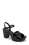 Reaction Kenneth Cole Reeva Block Heel Platform Sandal In Black Patent