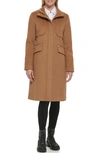 Karl Lagerfeld Officer Wool Blend Coat In Camel