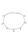 Delmar Sterling Silver Heart Charm Station Bracelet In Silver