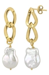 Delmar Cultured Freshwater Keshi Pearl Chain Drop Earrings In Yellow