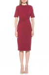 ALEXIA ADMOR HARPER SHORT SLEEVE MIDI SHEATH DRESS