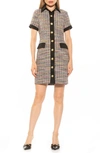 Alexia Admor Jenni Tweed Shirtdress In Black Stripe