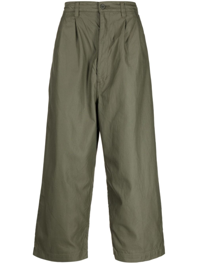 Comme Des Garçons Homme Deux Pleated Wide-leg Trousers In Green