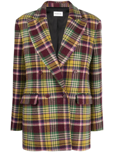 P.a.r.o.s.h Tartan-print Double-breasted Blazer In Green