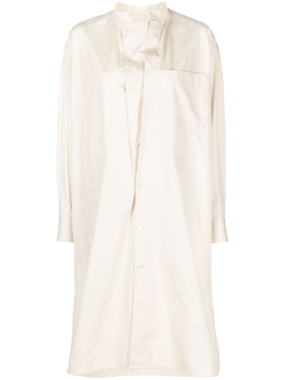 Lemaire Band-collar Cotton Shirtdress In Beige