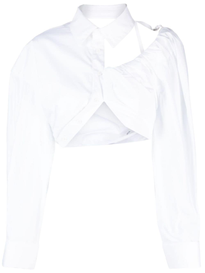 Jacquemus La Chemise Galliga 镂空细节短款衬衫 In White