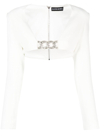 David Koma Crystal-embellished Crop Top In Weiss