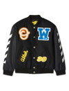 OFF-WHITE PATCH-DETAIL SIDE-STRIPE BOMBER JACKET