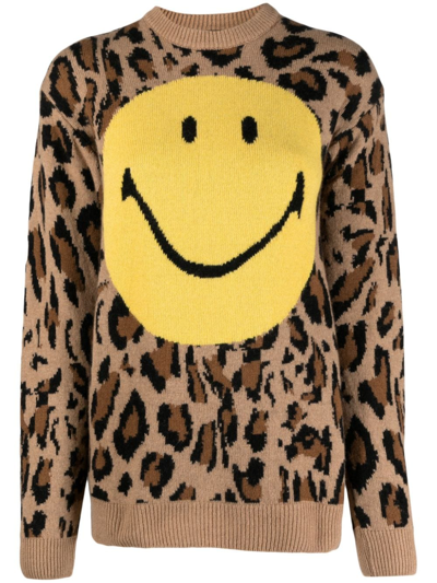 Joshua Sanders Smiley-face Anima-pattern Jumper In Brown