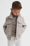Reiss Kids' Peridoe - Oatmeal Check Junior Wool Trucker Jacket, Age 4-5 Years