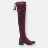 London Rag Nople Knee Boots With Drawstring In Red