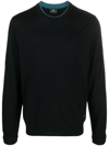 Ps By Paul Smith Logo-embroidered Merino Jumper In Black