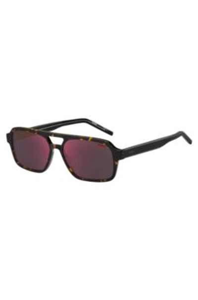 Hugo Acetate Sunglasses With Bi-layered Front Men's Eyewear In Black