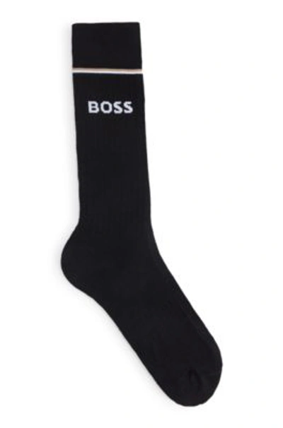 Hugo Boss Regular-length Socks With Branded Golf Balls In Black