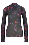 Hugo Boss Slim-fit Top In Printed Pliss Tulle In Patterned