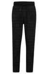 Hugo Boss Cotton Tracksuit Bottoms With Drawstring Waist And Monogram Jacquard In Dark Grey