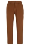 Hugo Tapered-fit Chinos In Cotton Gabardine In Brown