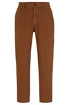 Hugo Boss Tapered-fit Chinos In Cotton Gabardine In Brown