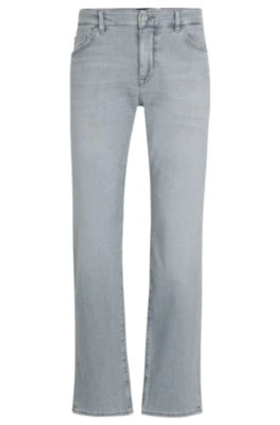 Hugo Boss Regular-fit Jeans In Grey Italian Denim In Silver
