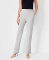 Ann Taylor The Petite High Rise Side Zip Straight Pant In Bi-stretch In Pebble Grey Melange