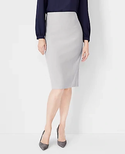 Ann Taylor The Petite High Waist Seamed Pencil Skirt In Bi-stretch In Pebble Grey Melange
